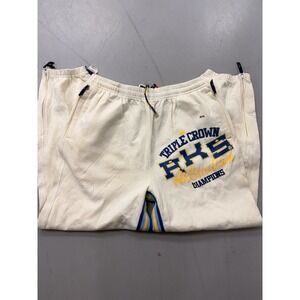 Vintage Akademiks Stadium Division Triple Crown FKS Sweatpants XXL Cream Y2K